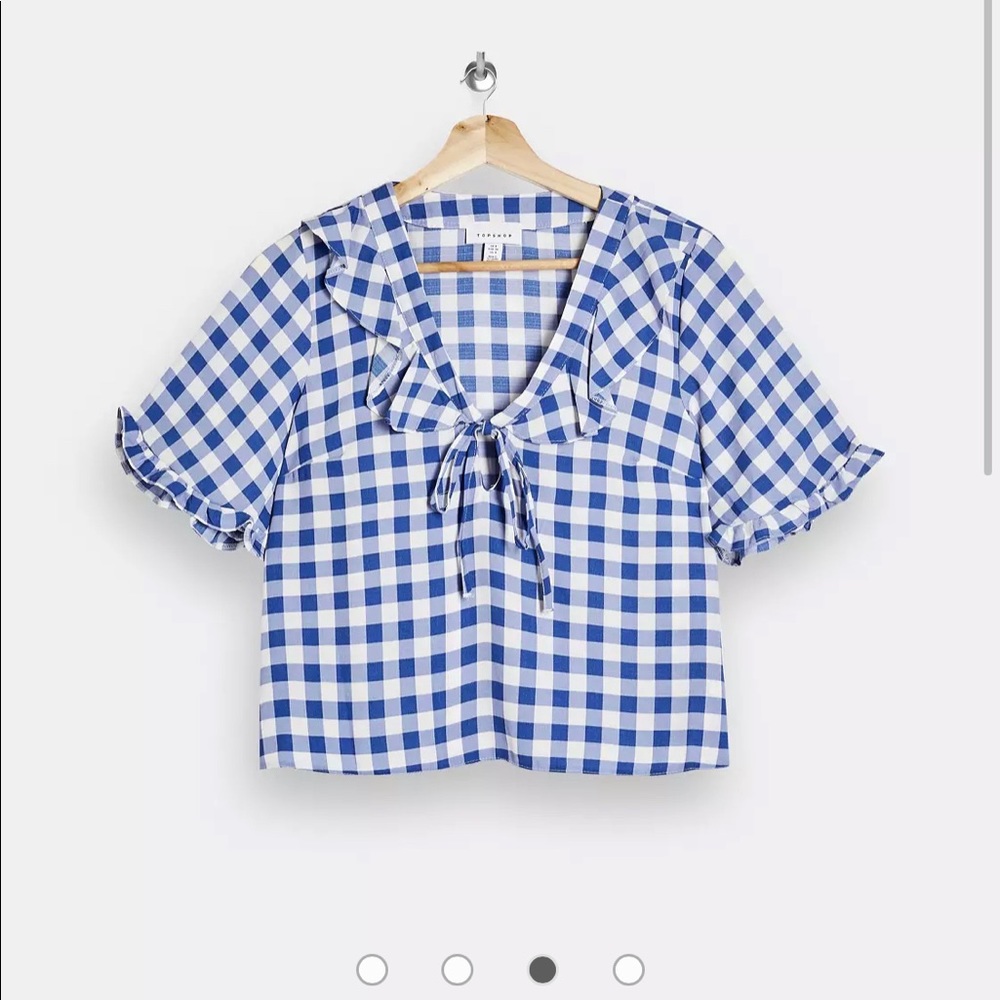 Top shop gingham ruffle blouse